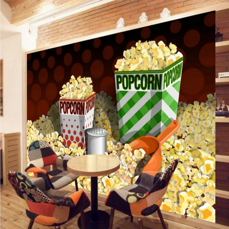 Custom 3d wallpaper Popcorn Background Wallpaper Mall Fast Food shop Bar Restaurant lobby mural | Обустройство дома