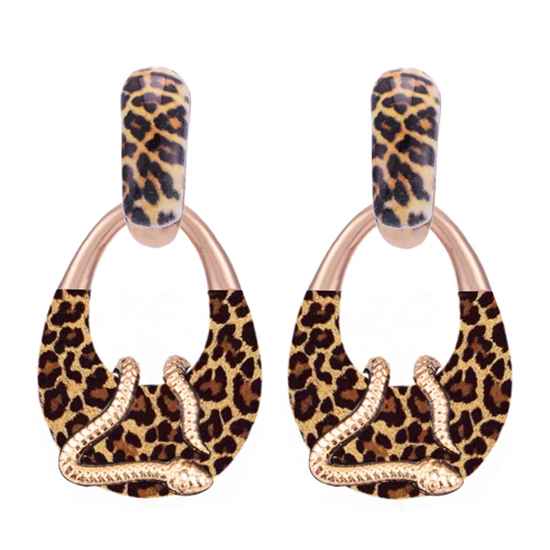 Brown Tiger Sehuoran OOrbellen Boho серьги-подвески для женщин Aretes Brincos подвеска в виде змеи модное ювелирное изделие массивные свадебные серьги - Окраска металла: Brown Tiger