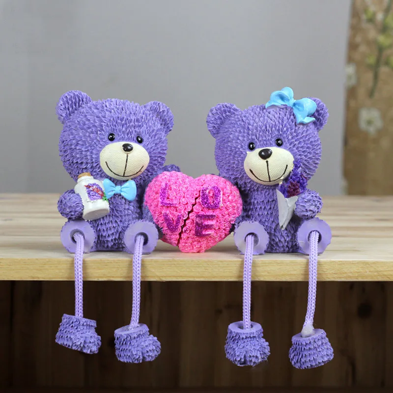

Creative Lavender Hanging Bears Couples Boutique Decoration Valentine's Day Gifts Home Clapboard Decoration Decorations