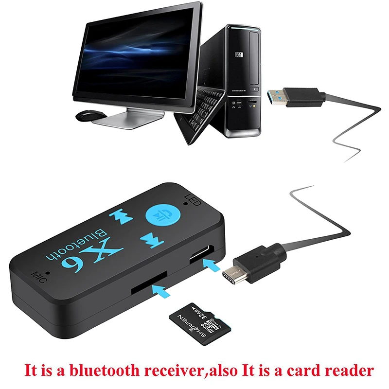 Bluetooth приемник Larryjoe USB Aux аудио разъем 3 5 мм адаптер 4 1 поддержка TF карты