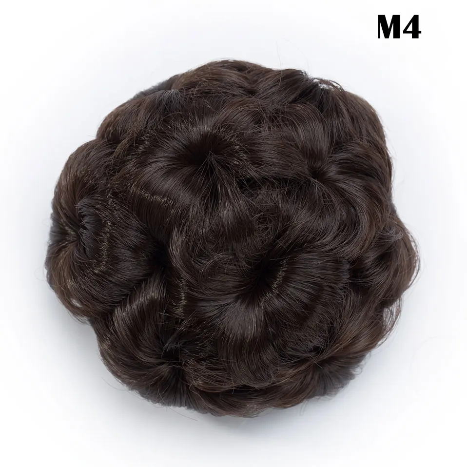 medium brown S-noilite волосы женские кудрявые шиньон волосы булочка пончик клип в шиньон наращивание волос синтетическое высокотемпературное волокно шиньон cheveux - Цвет: medium brown