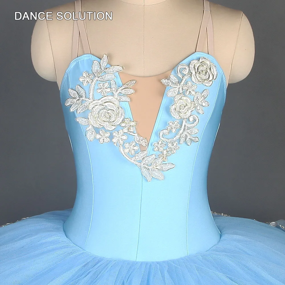 BLL111 бледно голубой топ из спандекса предпрофессиональная юбка пачка для детей и