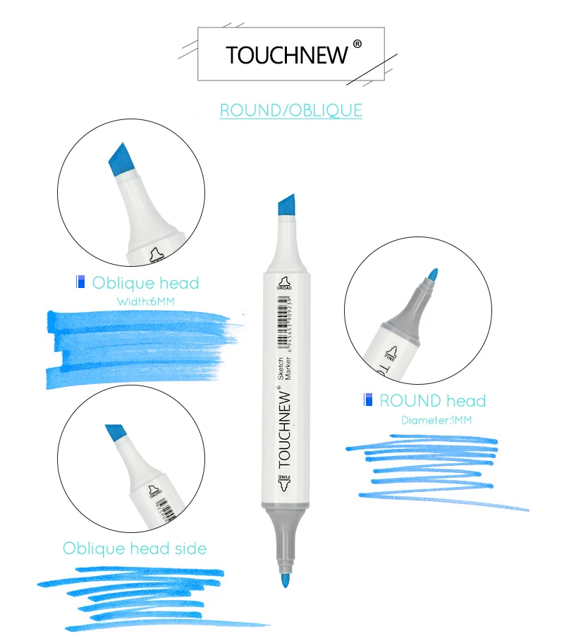 TOUCHNEW, 20/24 цветов, тональный маркер, синий набор, маркеры для рисования, портретная анимация, синий цвет, морские товары для рукоделия
