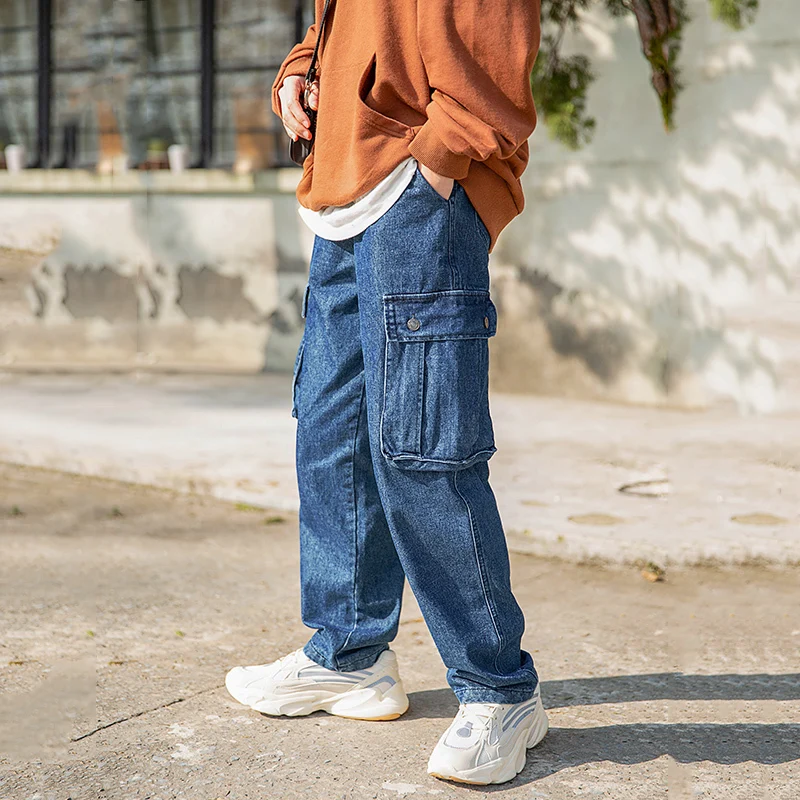 2019 весна и осень новые японские Ретро вымытые говяжьи брюки с большим карманом