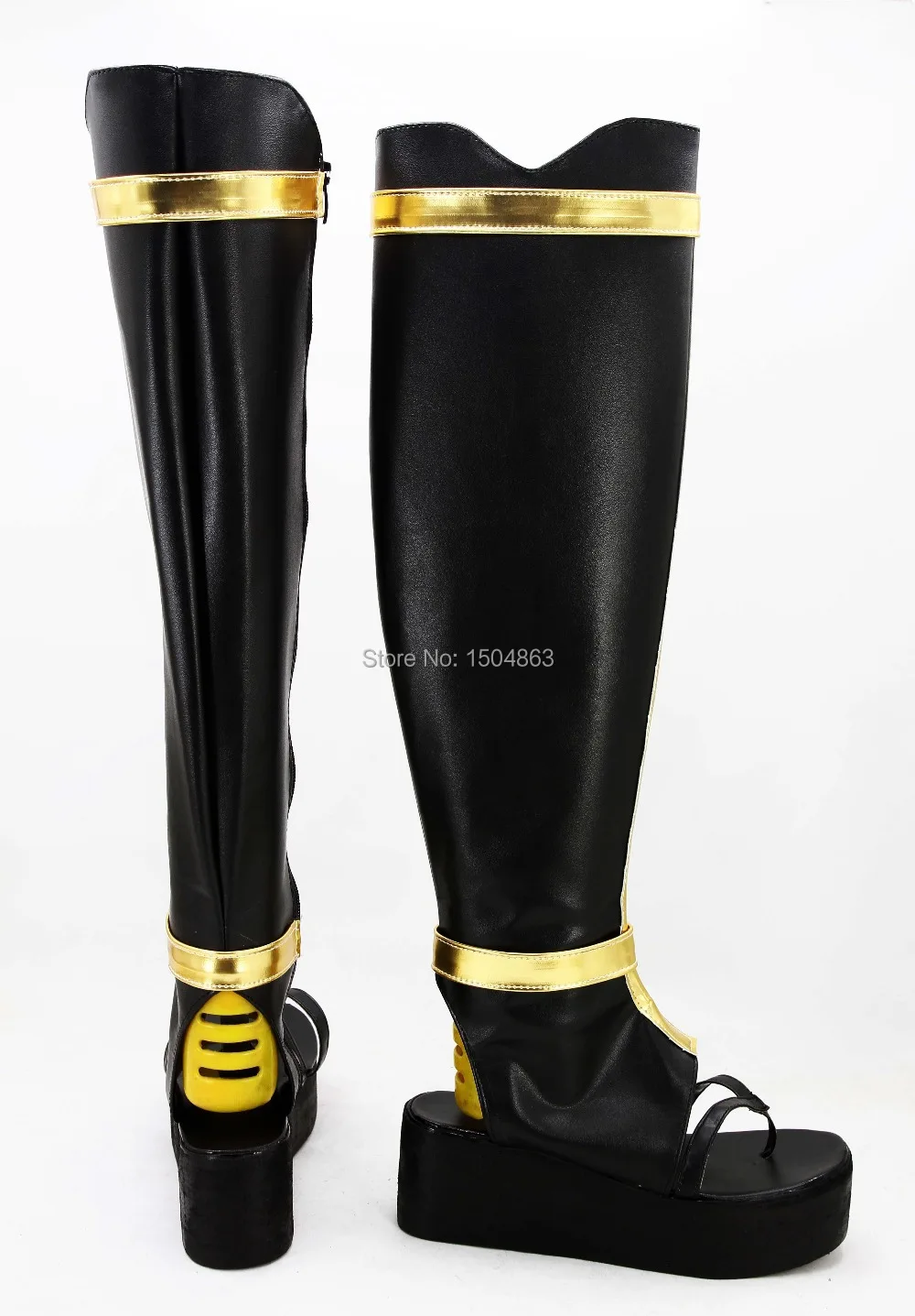 Touken Ranbu Online Tsurumarukuninaga Cosplay Boots Knee Length Open-toed Black Shoes Platform For Men Halloween | Тематическая