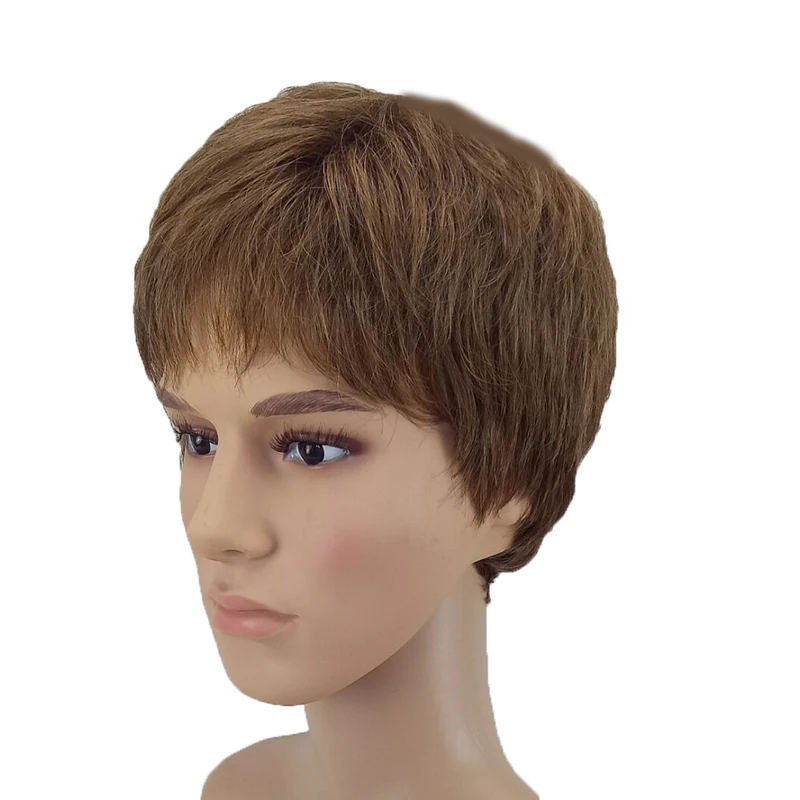 HAIRJOY Женский Мужской синтетический парик короткий кудрявый слоистая стрижка коричневый костюм парик 4 цвета