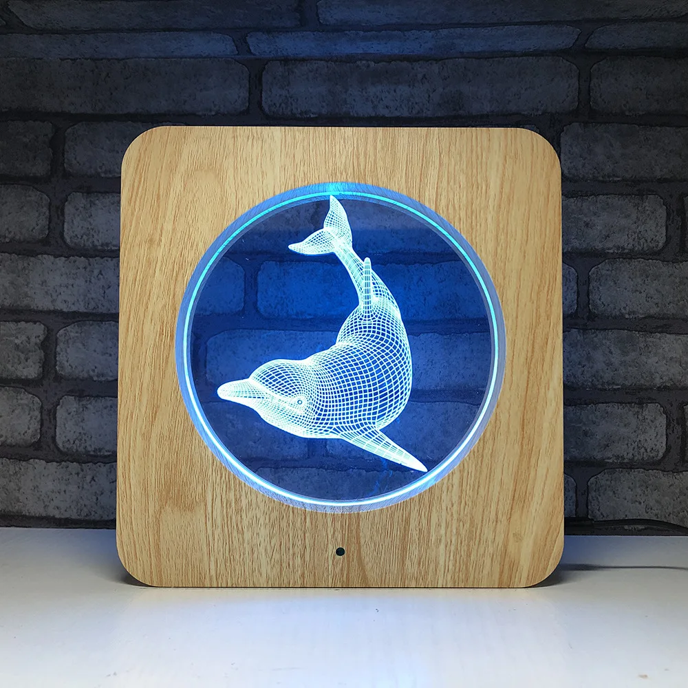 

New Wooden Whale 3D LED RGB Night Light 7 Color Change Desk Light Action Figures 483 Boys Girls Christmas Toys