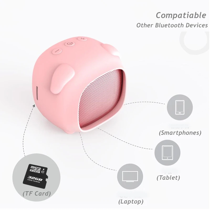 Портативный динамик pink pig bluetooth звуковая колонка мини говорящий biuetooth музыкальный