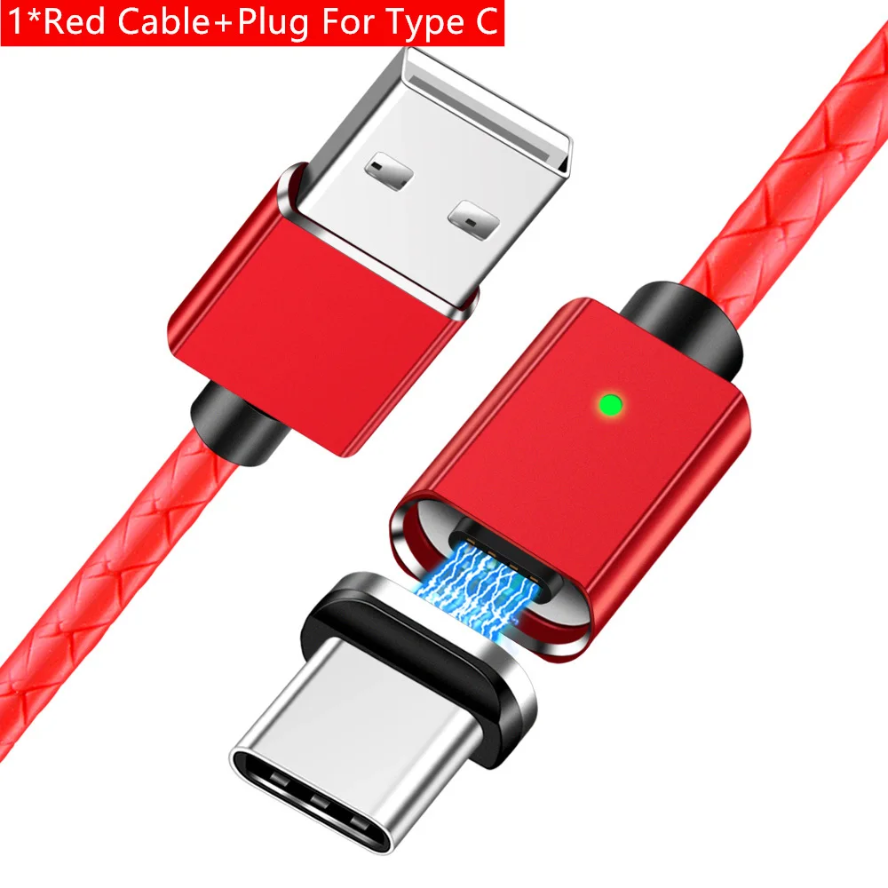 Магнитный usb-кабель Олаф для iphone XS Max 3A, быстрая зарядка, 1 м, 2 м, кабель Micro USB type-C для samsung, Xiaomi, магнитное зарядное устройство - Цвет: Red For Type C