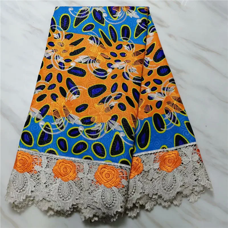 

Latest Multicolur African Ankara Wax Lace Fabric High Quality Embroidery Guipure Lace Embroiderd Nigerian Lace For Wedding Dress