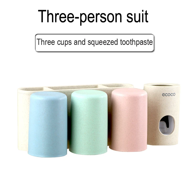 3 Cup Set Настенная подставка для зубных щеток, диспенсер для зубной пасты, крышка для хранения зубных щеток, аксессуары для ванной комнаты, держатели зубной пасты - Цвет: 3 Cup Set