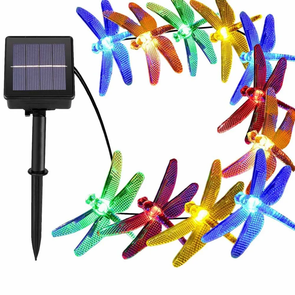 Солнечный светильник Высокое качество 30 LED Красочные Строки Стрекоза свет