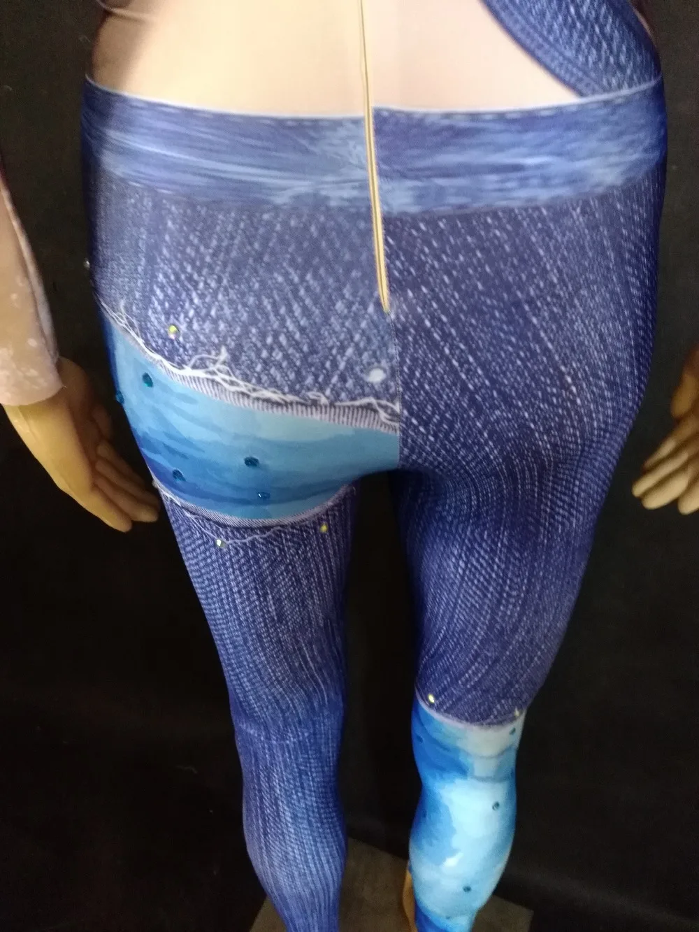 Модный джинсовый комбинезон с принтом сексуальный облегающий эластичный боди