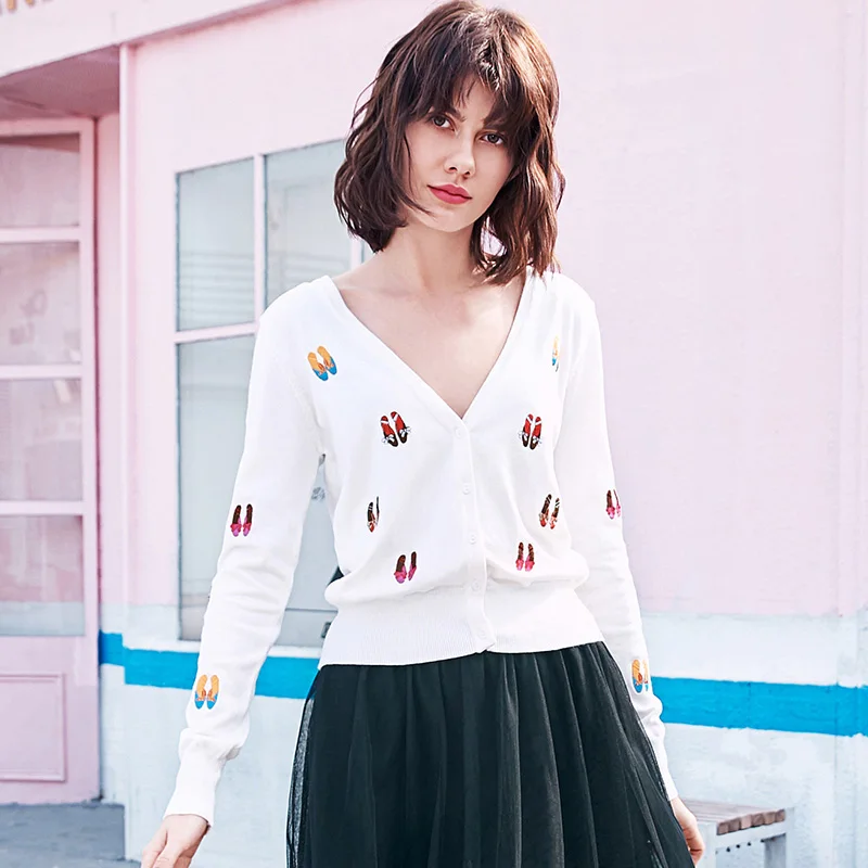 Осенне-весенняя женская обувь со свитером универсальная куртка с вышивкой