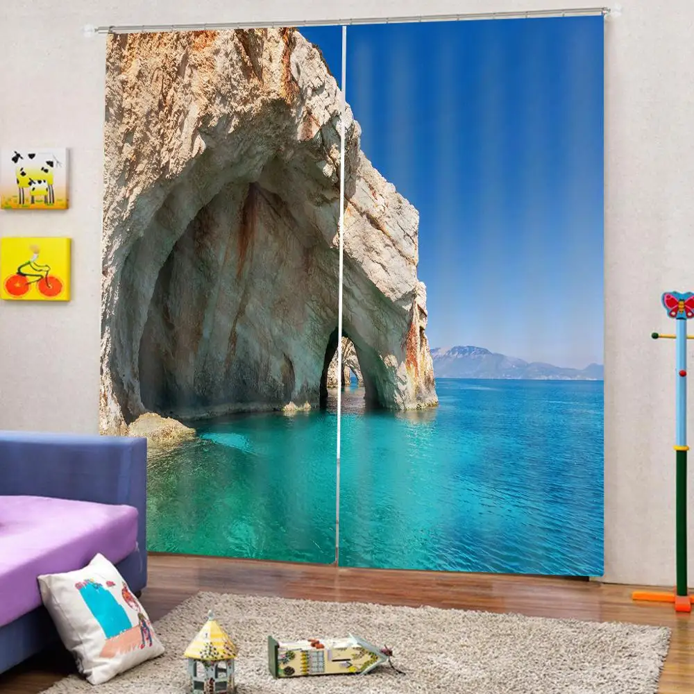 Beach sea curtains 3D Blackout Window Curtains For Living Room office Bedroom Drapes Cortinas blue | Дом и сад