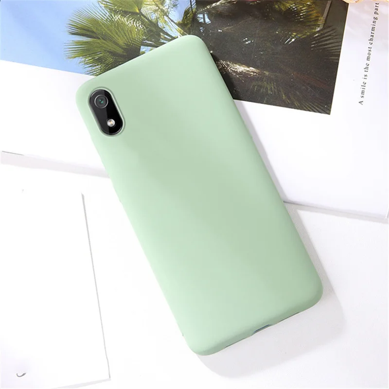 Green Для Xiaomi Redmi 7 NFH жидкий силиконовый мягкий чехол для Xiaomi 7A Redmi 7A телефон удобный противоударный задний Чехол чехол s - Color: Green