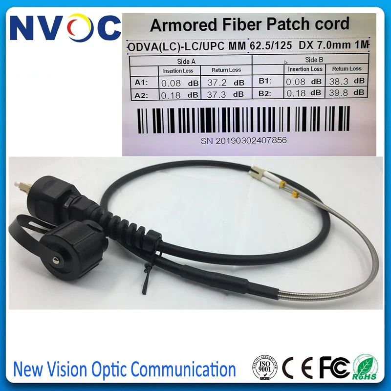 4Pcs/Lot Outdoor IP67 ODVA-LC to LC/UPC Duplex 2C MM(62.5/125) 1M Fiber Optic Patch Cord+4Pcs/Lot ODVA LC UPC DX Adapter | Мобильные