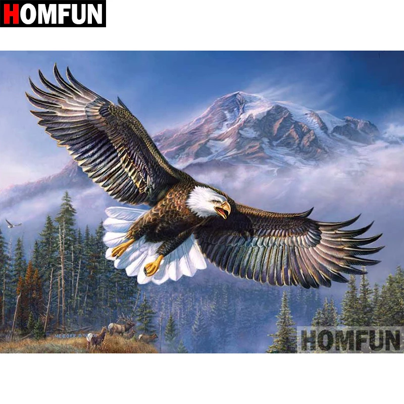 Алмазная 5D картина HOMFUN сделай сам полноразмерная/круглая вышивка крестиком Орл в