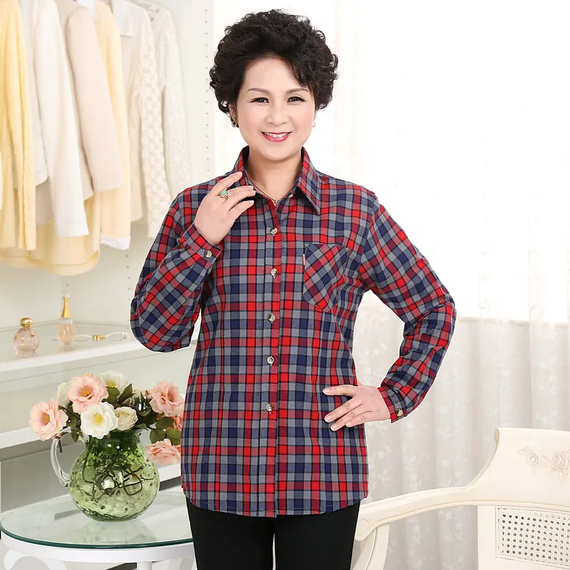 Модные женские блузки 2020 Весенняя хлопковая блузка для пожилых женщин больших