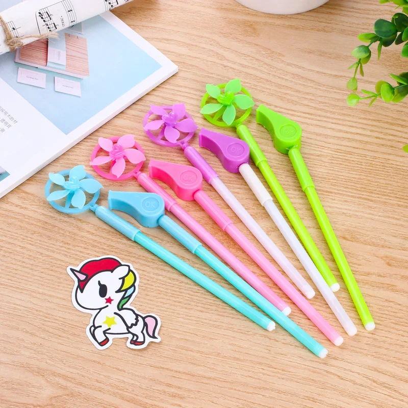 Kawaii Красочные канцелярские Забавные игрушки мельница Whistl гелевая ручка милый