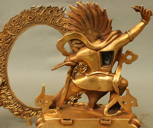 Бесплатная доставка 10 дюймов тибетская Тантра бронзовая позолота Vajrapani Chana Dorje