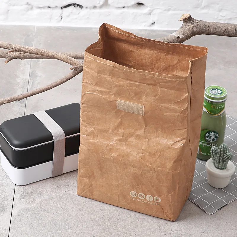 

Portable DuPont paper cooler bag environmental friendly lunch box inside aluminium film keep fresh food bag