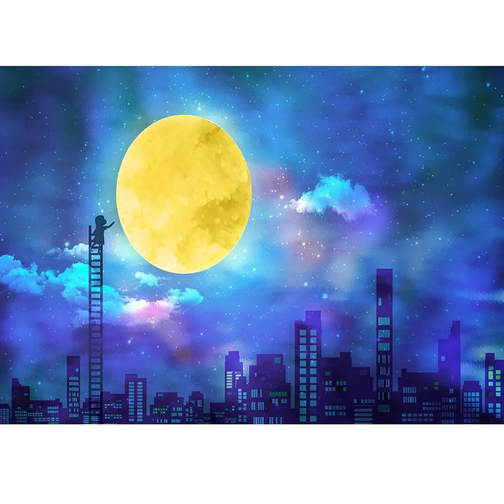 Moon City фото фон для фотосъемки супер герой вечерние детские Душ ткань