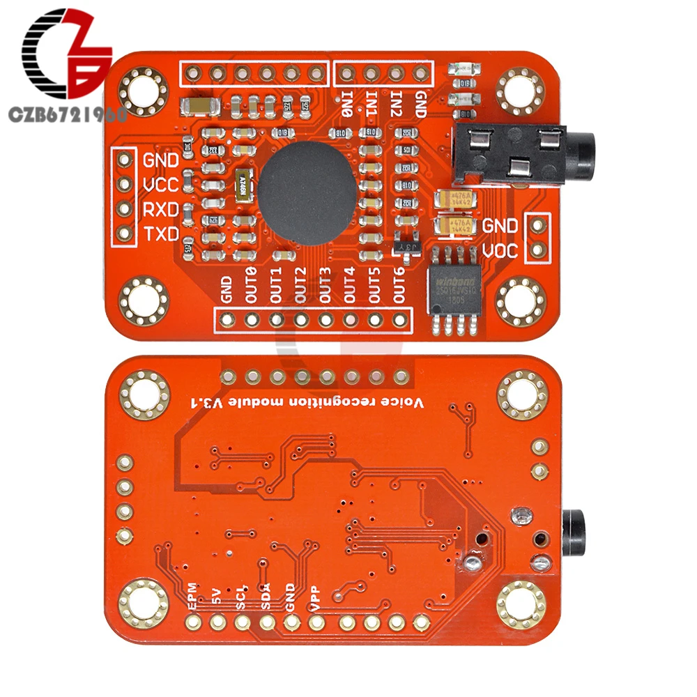 99% Высокая точность голосовое распознавание речи модуль V3.1 с UART GPIO ttl 3,5 мм Микрофон Голос Управление доска для рисования 5V для Arduino