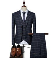 jacketvestpants2018 grid men suits fashion wool mens business tuxedo wedding suit men costume de mariage homme terno traje
