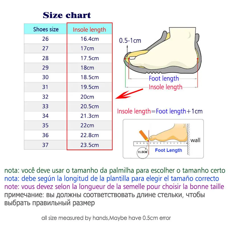 must read size table Кроссовки; tenis infantil; обувь для девочек; tenis feminino; повседневные кроссовки; детская обувь для девочек; дышащая школьная обувь - Цвет: must read size table