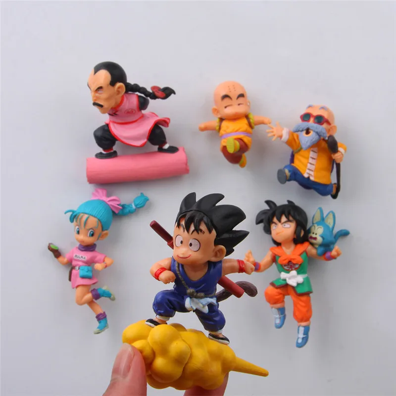 6 шт./лот Dragon ball Аниме фигурки магниты на холодильник Фигурка Сон Гоку Чичи Улун