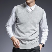 2021 new fashion brand sweaters men pullovers sleeveles slim fit jumpers knit solid color autumn korean style casual men clothes