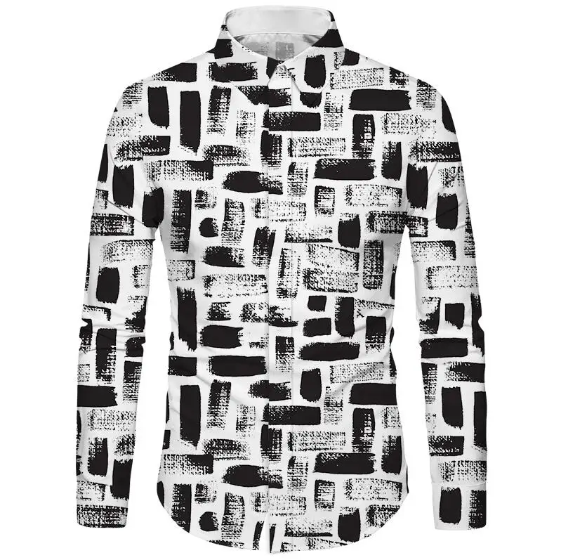 15 Cloudstyle, брендовая одежда, новинка, мужская рубашка, повседневная, облегающая, 3d, обычная, черная, белая, шелковая, с принтом, Освежающая, Camisas, Мужская - Цвет: 15