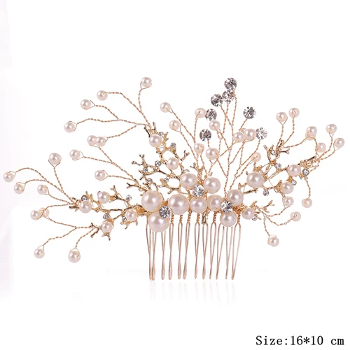 FS163 Свадебные стразы, жемчужные гребни невесты, аксессуары для волос, свадебные украшения для невесты, гребни для волос, женские Украшения для головы tocado novia - Окраска металла: FS163