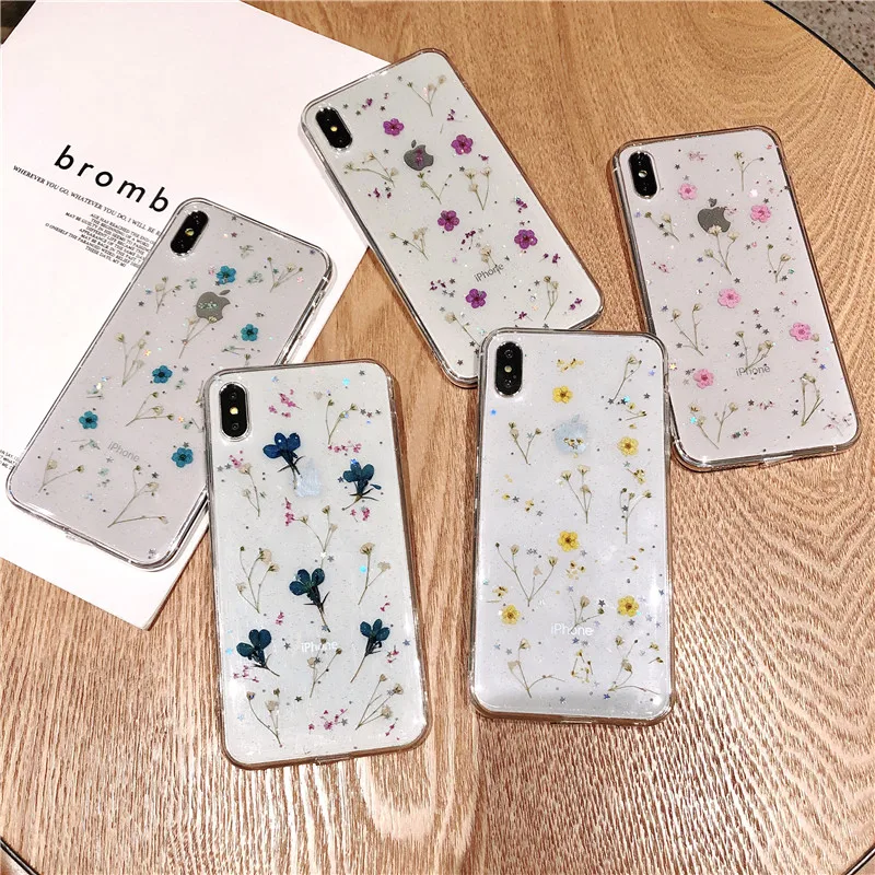 Прозрачный мягкий чехол из ТПУ для iPhone 6 6S 7 8 Plus натуральный цветочный X XR XS Max |