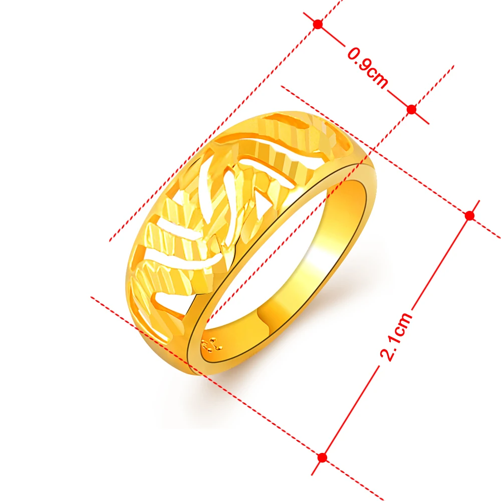 Женское кольцо в стиле ретро простое модное Золотое с вакуумным покрытием для