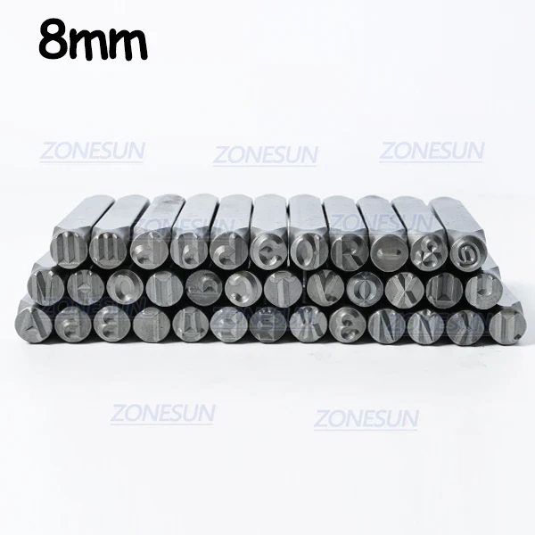 8mm ZONESUN 36 шт./набор, ювелирное изделие из металла марки Алфавит Набор русские A-Z кожа удар Штамповка Сталь металлический кейс для инструментов для рукоделия 6/8 мм - Цвет: 8mm