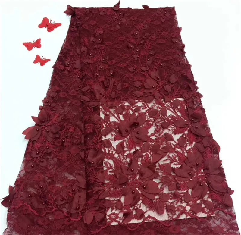 Африканская бисерная кружевная ткань 2019 высококачественное кружево винное