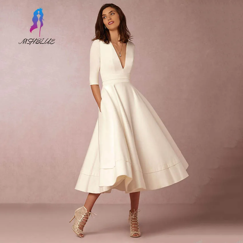 Элегантные туфли из шелка половина рукава вечернее платье с глубоким v-образным