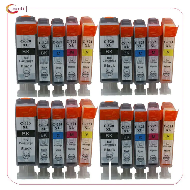 20 шт. PGI 520 CLI 521 чернильные картриджи совместимый для canon PIXMA IP3600/IP4600/IP4700 MX860