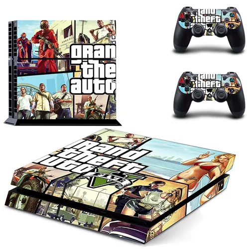 Grand Theft Авто V GTA5 наклейка для PS4 стикеры Наклейка Винил для sony Playstation 4 консоли и 2 Пульты ДУ игровых приставок наклейка для PS4 - Цвет: DPTM0700