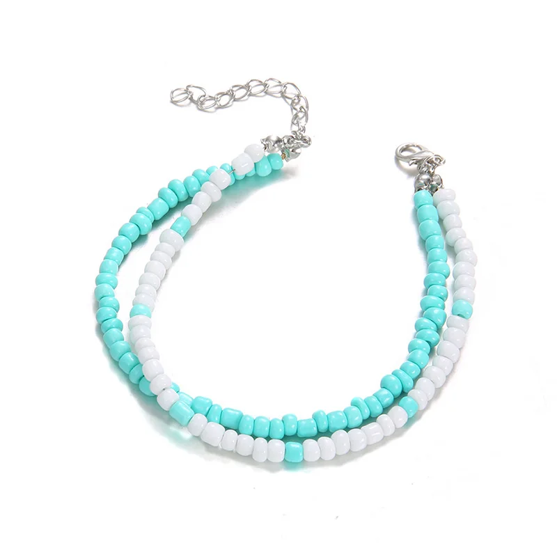 Многослойные в стиле бохо с ремешком на щиколотке очаровательные белые синие