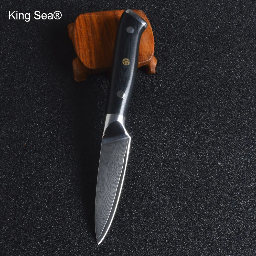 King море 3." дюймов Дамаск Сталь для очистки овощей Ножи G10 сливы ногтей ручка Sharp утилита Кухня Ножи Высокое качество Профессиональный Ножи
