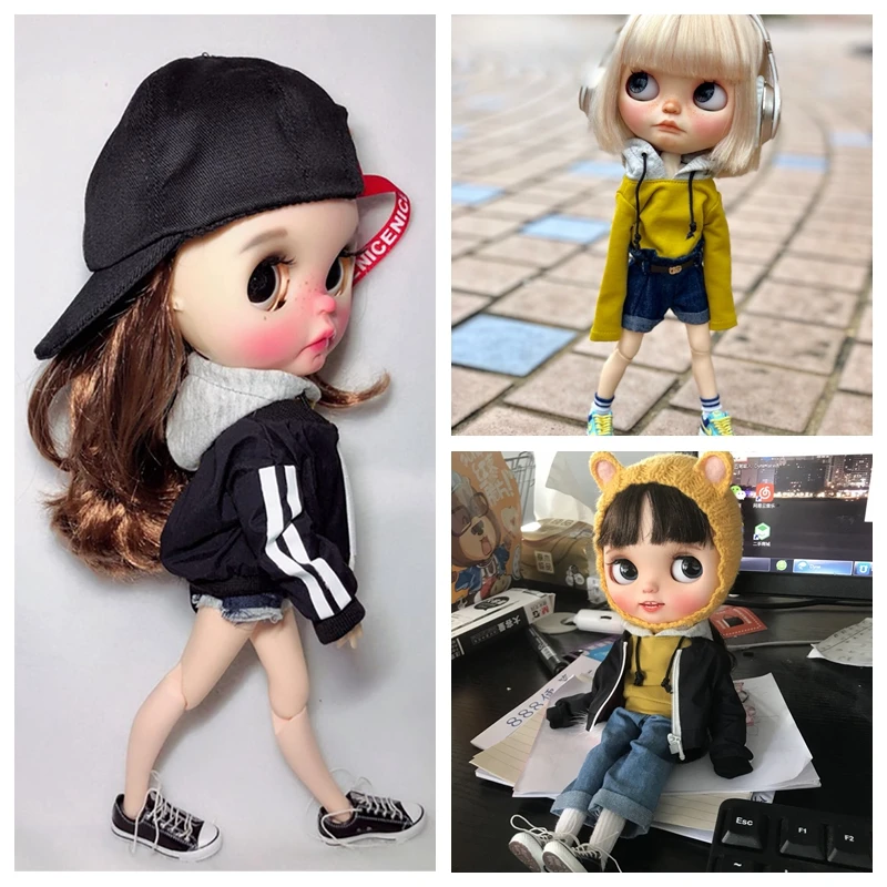 Стильная Одежда для кукол Blyth толстовка с длинным рукавом джинсовые шорты брюки
