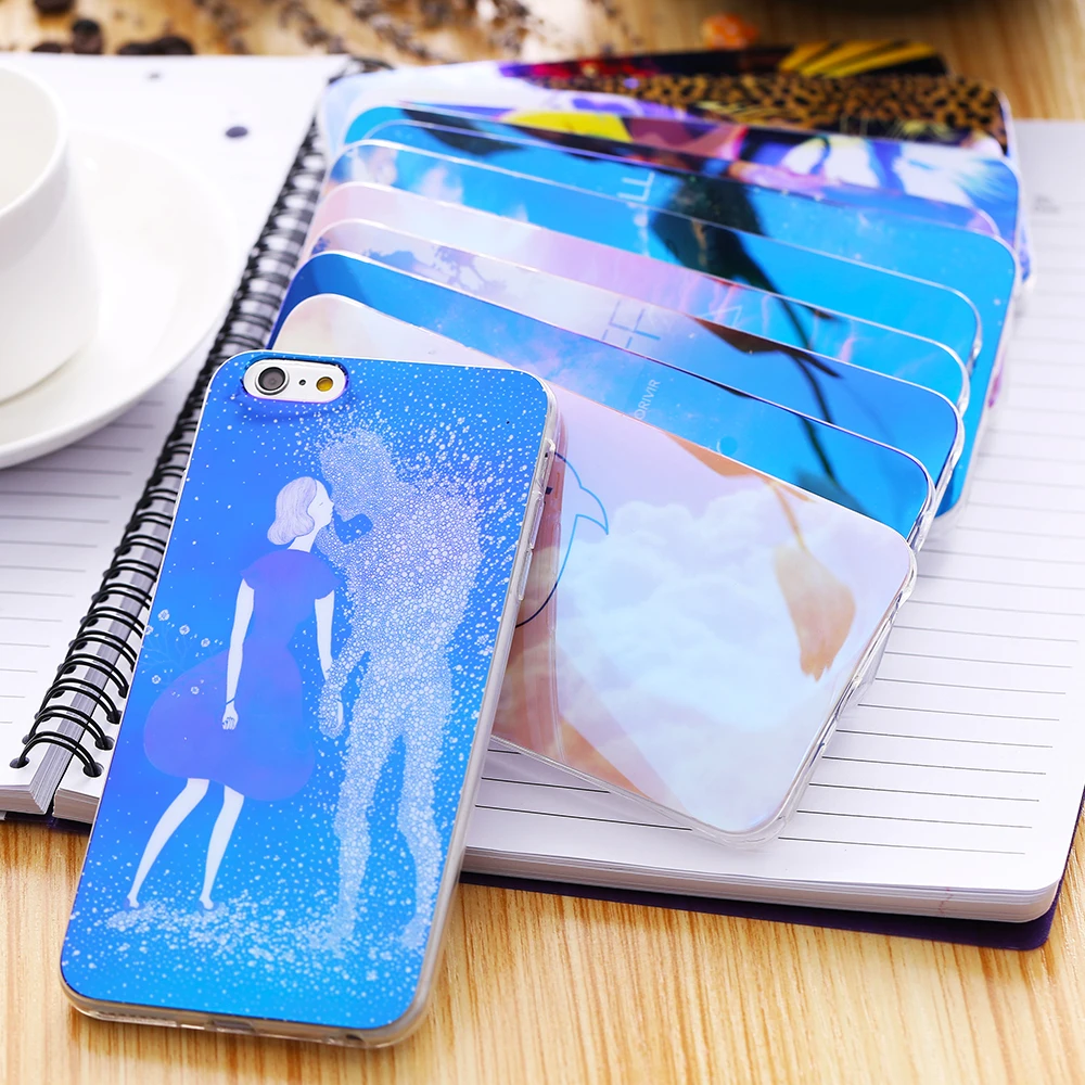 KISSCASE Soft TPU Blue Ray Case For iPhone 6 6s 7 8 Plus Cute Light Silicon Back Cover Ultra Thin 5 5s SE |