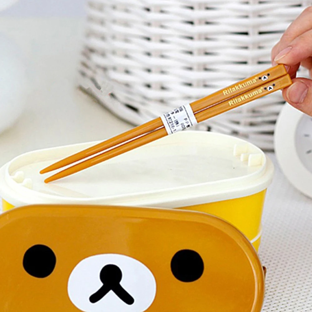 2 слоя мультфильм Rilakkuma Ланчбокс Bento контейнер для еды японский стиль пластмассовая коробка для завтрака