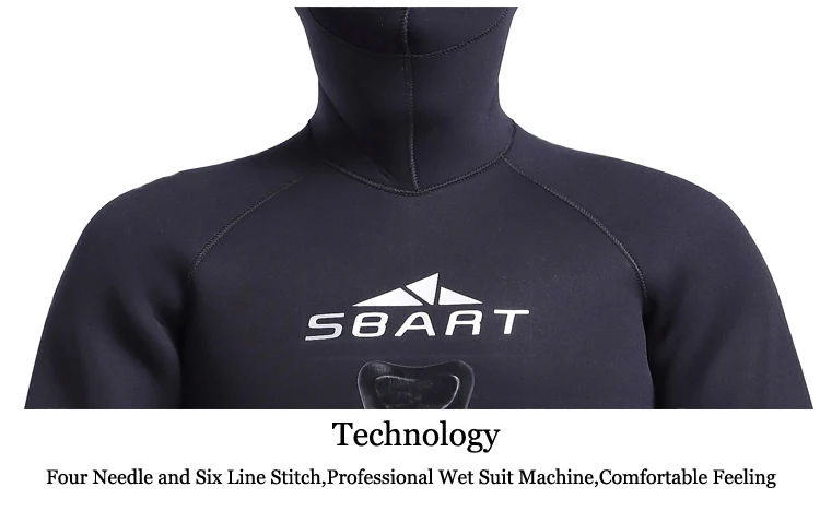 SBART мужской неопреновый гидрокостюм 3 мм, полностью сохраняет тепло, с капюшоном, двухсекционный костюм, купальник для подводного плавания, подводной охоты, подводного плавания, гидрокостюмы