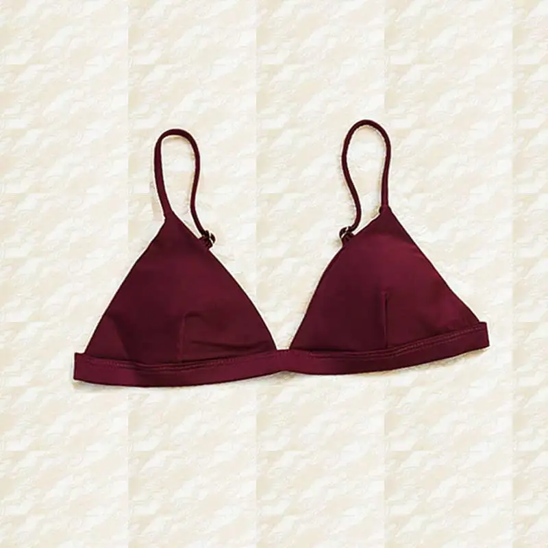 top-dark red Женское микро-бикини, набор, пуш-ап, одежда для плавания, Одноцветный, пляжный купальник, бразильские стринги, купальник для девочек, бикини, купальник для женщин - Цвет: top-dark red