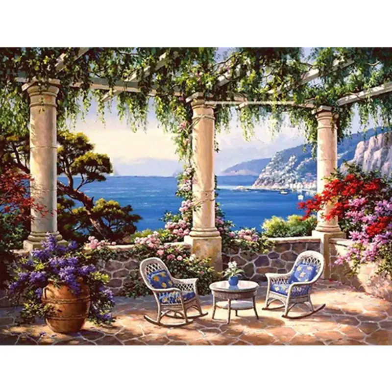 Landscape Framed Pictures DIY Painting By Numbers Wall Art Acrylic Painting On Canvas Drop Shipping For Wedding Decor GX25867 - Цвет: GX8899
