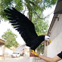 large 45x90cm whiteblack feathers eagle spreading wings artificial bird handicraftprophome garden decoration gift p2718